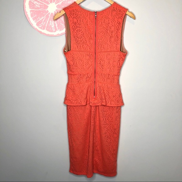 BCBGMaxazria Juliene peplum lace dress Ambrosia coral xs - Picture 5 of 8